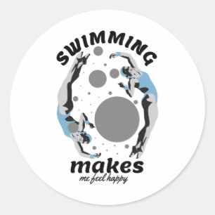 Schwimmen macht mich glücklich - Wasserlover Runder Aufkleber