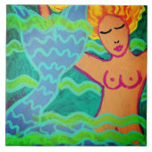 Schwimmen Meerjungfrau Abstrakte Malerei Fliese (Vorderseite)