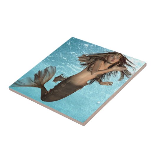 Schwimmen-Meerjungfrau Trivet Fliese (Seite)