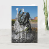 Schwimmen mit Delphinbrunnen Feiertagskarte (Vorderseite)