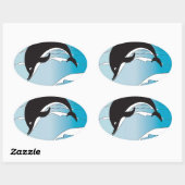 Schwimmen mit Delphinen Ovaler Aufkleber (Blatt)