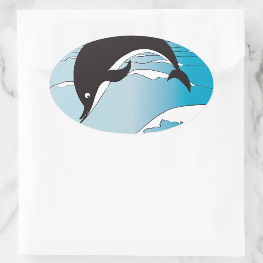 Schwimmen mit Delphinen Ovaler Aufkleber (Tasche)