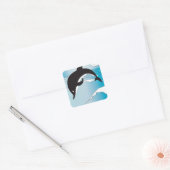 Schwimmen mit Delphinen Quadratischer Aufkleber (Umschlag)