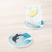 Schwimmen mit Delphinen Sandstein Untersetzer (Seite)