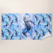 Schwimmen mit den Delphinen Strandtuch (Vorderseite)