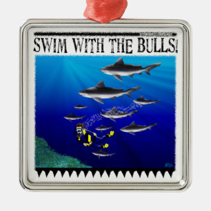 Schwimmen mit der Stiere Verzierung Silbernes Ornament