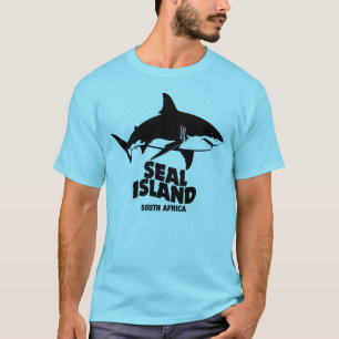 Schwimmen mit großen, weißen Haien - Siegel Island T-Shirt