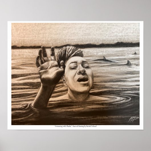 Schwimmen mit Haien, gezeichnet von Rachel Dolezal Poster (Vorne)