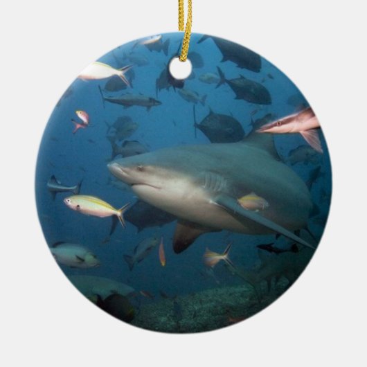 Schwimmen mit Haien Keramikornament (Vorne)