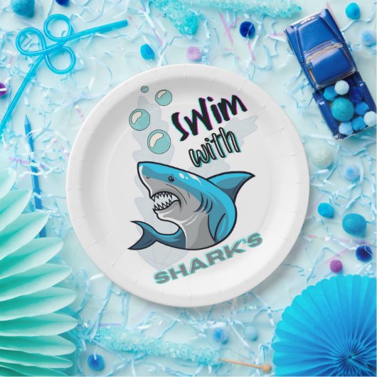 schwimmen mit Haien Pappteller (Party)
