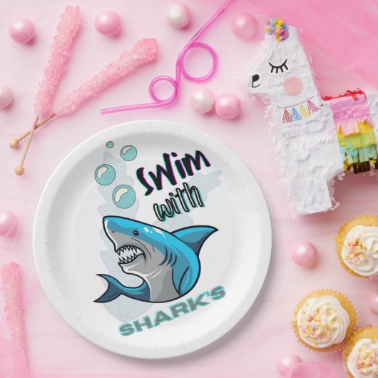 schwimmen mit Haien Pappteller (Party)