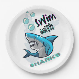 schwimmen mit Haien Pappteller