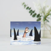 Schwimmen mit Haien Postkarte (Stehend Vorderseite)