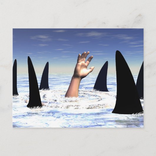 Schwimmen mit Haien Postkarte (Vorderseite)