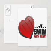 SCHWIMMEN MIT HERZ POSTKARTE (Vorne/Hinten)