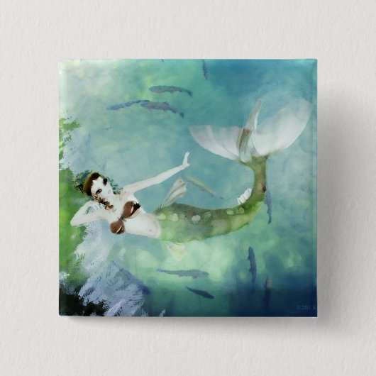 Schwimmen mit Lachs Button (Vorderseite)