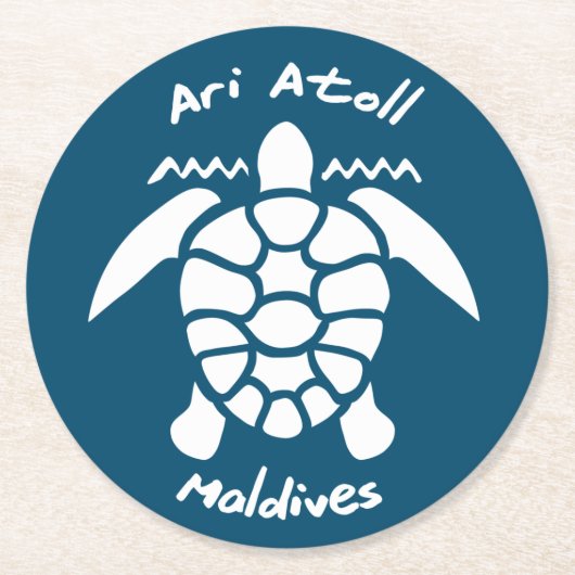 Schwimmen mit Schildkröten auf den Malediven auf d Runder Pappuntersetzer (Vorderseite)