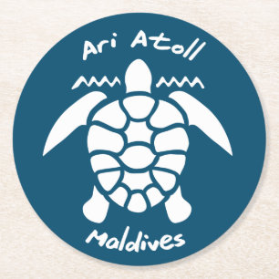 Schwimmen mit Schildkröten auf den Malediven auf  Runder Pappuntersetzer