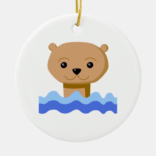Schwimmen-Otter Keramik Ornament (Vorne)
