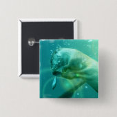 Schwimmen-Otter-Quadrat-Button Button (Vorne & Hinten)