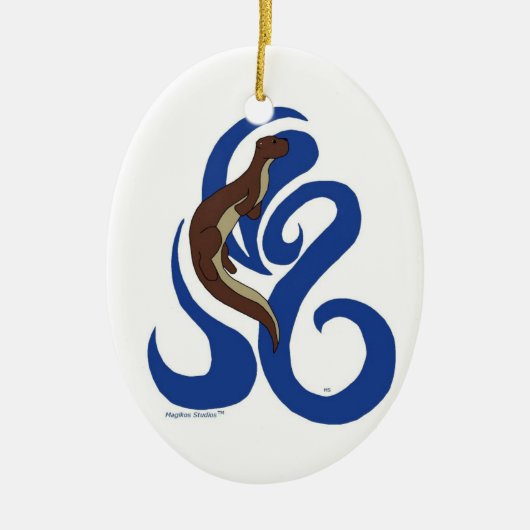 Schwimmen-Otter-Verzierung Keramik Ornament (Vorne)