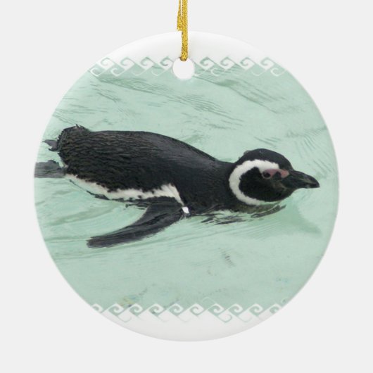 Schwimmen-Pinguin-Verzierung Keramik Ornament (Hinten)