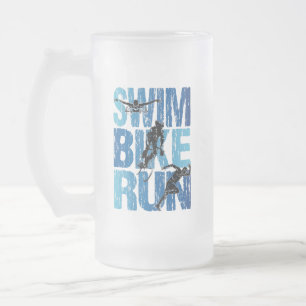 Schwimmen Radfahren Laufen - Vintage Triathlon Mattglas Bierglas