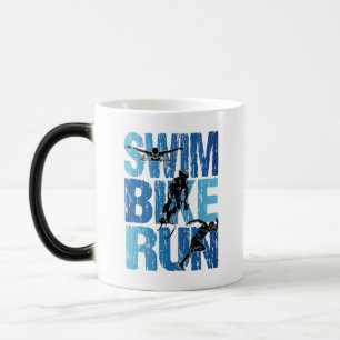 Schwimmen Radfahren Laufen - Vintage Triathlon Verwandlungstasse