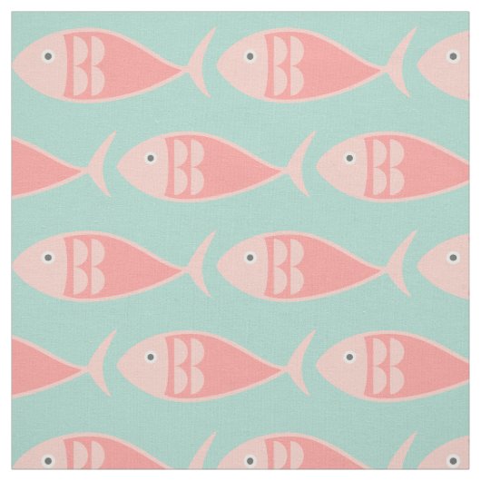 Schwimmen rosa Fischgewebe Stoff (Muster)