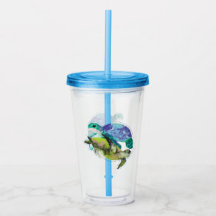 Schwimmen Schildkröten Sommermeer Leben Ozean Lebe Acryltrinkbecher
