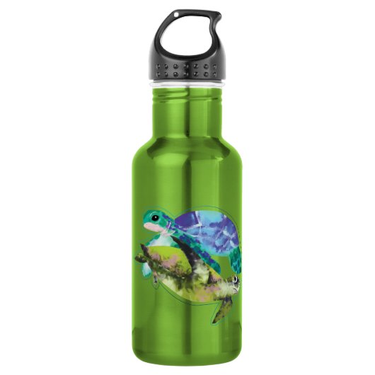 Schwimmen Schildkröten Sommermeer Leben Ozean Lebe Edelstahlflasche (Vorderseite)