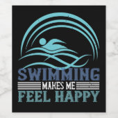 Schwimmen - Schwimmen macht mich glücklich Weinetikett (Einzelnes Label)