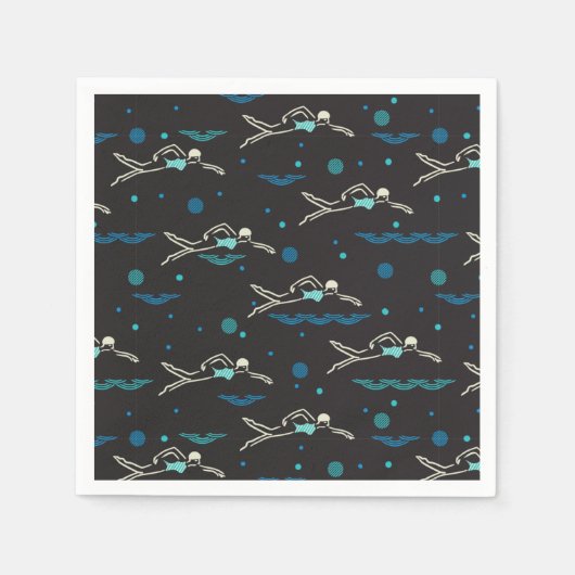 Schwimmen Schwimmen Schwimmen Tauchen Schwarz Ver Serviette (Vorderseite)