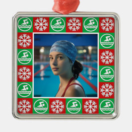 Schwimmen Schwimmer Foto Weihnachten Ornament Aus Metall