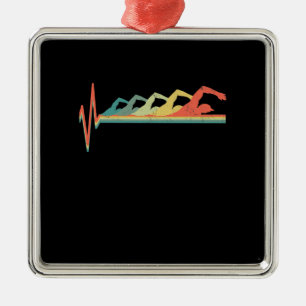 Schwimmen Schwimmer Herzschlag Geschenk Premium Ornament Aus Metall