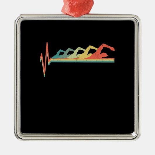 Schwimmen Schwimmer Herzschlag Geschenk Premium Ornament Aus Metall (Vorne)