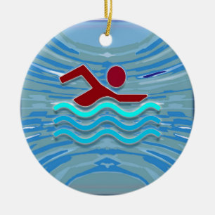 SCHWIMMEN Schwimmer Liebe Herz Rosa Rot Pool NVN69 Keramik Ornament
