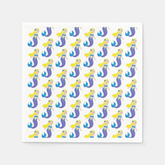 Schwimmen Sie die Geburtstagsparty der Meerjungfra Serviette (Vorderseite)