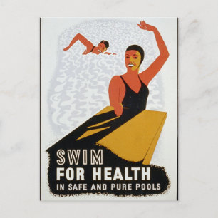 Schwimmen Sie für die Gesundheit in sicheren und s Postkarte