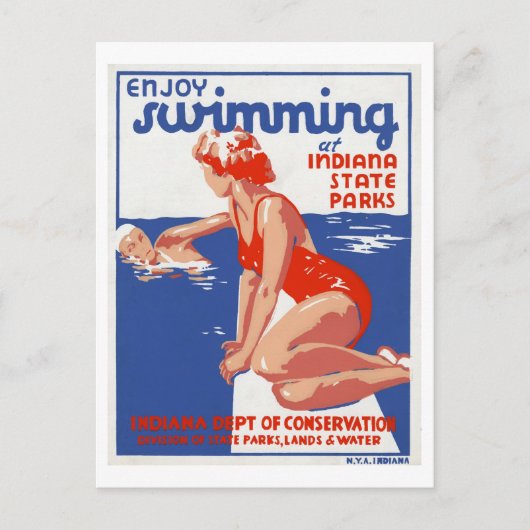 Schwimmen Sie im Indiana Staat Parks Vintag Postkarte (Vorderseite)