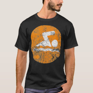 Schwimmen Sie Vintage Orange Schwimm Icon T-Shirt
