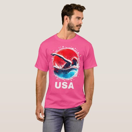 Schwimmen Team United Staaten Bekleidete amerikani T-Shirt (Vorne ganz)