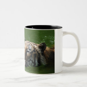 Schwimmen-Tiger-Tasse Zweifarbige Tasse