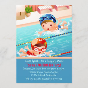 Schwimmen Tots Pool-Party Einladung