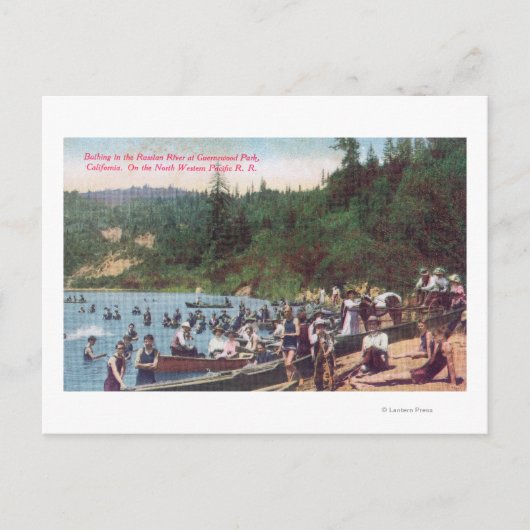 Schwimmen und Booten auf dem russischen Fluss Postkarte (Vorderseite)