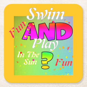 Schwimmen und spielen rechteckiger pappuntersetzer