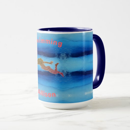 Schwimmen unter Wasser Funkelnd Baden Tasse (VorderseiteRechts)