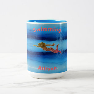 Schwimmen unter Wasser Funkelnd Baden Zweifarbige Tasse