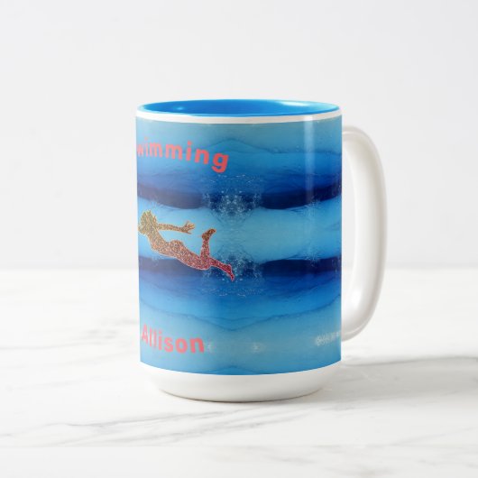 Schwimmen unter Wasser Funkelnd Baden Zweifarbige Tasse (VorderseiteRechts)