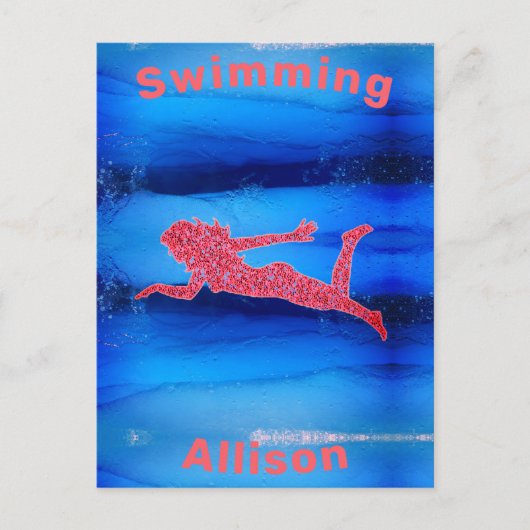 Schwimmen unter Wassermädchen Postkarte (Vorderseite)